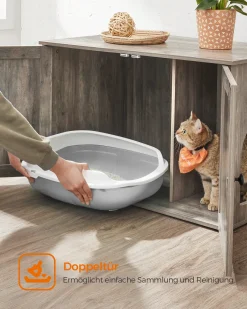 FEANDREA Katzenklo Schrank, Katzenhaus Mit Herausnehmbarem Trennwand, Indoor-Katzenhaus, Tisch, 80 X 53 X 49,2 Cm, Greige PCL002G01 -Garten- & Gewächshäuser Geschäft 5e218d4cd76618a20f32d35ae665582a