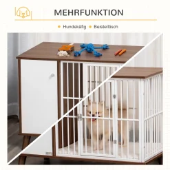 PawHut Hundekäfig Aus Holz Mit Schrank Kissen Tischoberfläche Erhöhtes Design Hundebox Für Mittelgroße Kleine Hunde Innen Zuhause Tierkäfig Haustier Stahl Braun 98 X 48 X 70,5 Cm -Garten- & Gewächshäuser Geschäft 5e3e3580eb32753815fc4d960a93eb5d
