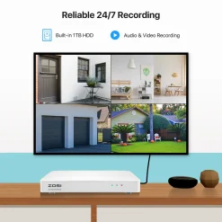 ZOSI 8CH H.265+ DVR 4x Außen 1080P Überwachungskamera Set Mit Audio, 1TB Festplatte, Tonaufnahme, Metallgehäuse -Garten- & Gewächshäuser Geschäft 5e5566116014bb9412c97824fcb9e21c