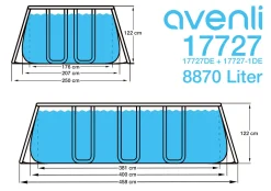 Avenli® Frame Rectangular Pool Set 400 X 207 X 122 Cm, Aufstellpool, Reckteckig, Mit Pumpe, Grau -Garten- & Gewächshäuser Geschäft 5e770732e76afb70d9a395d3013e2fe6