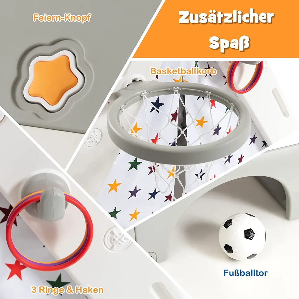 COSTWAY 5 In 1 Kletterdreieck Spielzelt, Kinderspielzelt Mit Kletterwand, Tafel Zum Malen, Basketballkorb, Fußballtor Und Ringen, Indoor Klettergerüst Spielzeug, Multifunktionales Kletterspielzeug 3 COSTWAY 5 In 1 Kletterdreieck Spielzelt, Kinderspielzelt Mit Kletterwand, Tafel Zum Malen, Basketballkorb, Fußballtor Und Ringen, Indoor Klettergerüst Spielzeug, Multifunktionales Kletterspielzeug – Bild 3