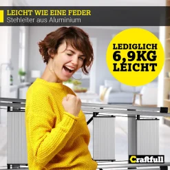 Craftfull Stehleiter CF-134A Klappleiter 5 Stufen Silber, Gummierte Standfüße, Alu Leiter Aluminiumleiter Aluleiter Mehrzweckleiter Multifunktionsleiter Haushaltsleiter Leiter -Garten- & Gewächshäuser Geschäft 5eebbba8842c9e5cc0936c8d68375661