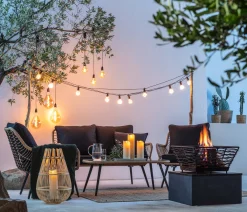 Dehner Gartenmöbel Lounge Venezia, 4-teilig, Inkl. Polster, Aluminium/Kunststoff/Glas, Schwarz/hellbraun -Garten- & Gewächshäuser Geschäft 5eef6ebea42e690885d5257f3a422dfe