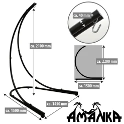 Amanka Hängestuhlgestell 210cm | Hängesessel-Stand Ständer Aus Stahl In Schwarz | Belastbarkeit Max. 150KG | Perfekt Für XXL Mehrpersonen-Hängestühle Hängesessel Hängesitz | Freistehendes Metallgestell | Innen- Und Außenbereich -Garten- & Gewächshäuser Geschäft 5ef00175536ce0929631b2c419b918ea