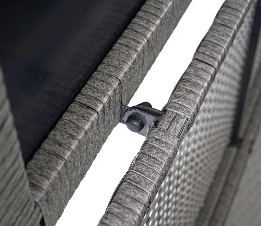 Mendler Poly-Rattan Kissenbox HWC-D88, Gartentruhe Auflagenbox Truhe Basic Grau, 51x100x50cm 170l 4 Mendler Poly-Rattan Kissenbox HWC-D88, Gartentruhe Auflagenbox Truhe Basic Grau, 51x100x50cm 170l – Bild 4