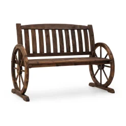 Blumfeldt Murnau Gartenbank Aus Echtholz - Dekorative Bank , Flammenbehandelt: Flame Shielding Treatment , Künstlicher Alterungseffekt , Einfacher Zusammenbau , Komplett Aus Tannenholz , Braun