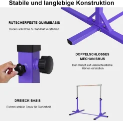 COSTWAY Gymnastik Turnreck, Turnreck Höhenverstellbar, Turnstangen Bis 100kg Belastbar, Reckstange, Reckanlage, Trainingsgeräte, Übungsstange Für Den Innenbereich, Heimtraining -Garten- & Gewächshäuser Geschäft 5f57269fc9b5b82f9e9f373374e93bbb