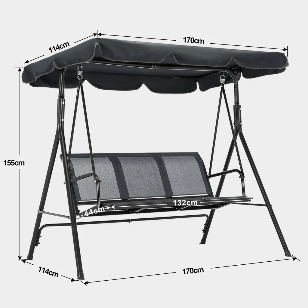 M MCombo 3-Sitzer Hollywoodschaukel Gartenschaukel Gartenliege Schaukelbank 8007 (Grau) 7 M MCombo 3-Sitzer Hollywoodschaukel Gartenschaukel Gartenliege Schaukelbank 8007 (Grau) – Bild 7