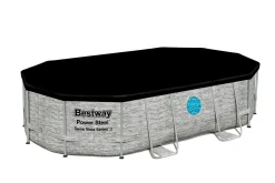 Bestway® Power Steel™ Swim Vista Series™ Frame Pool Komplett-Set Mit Sandfilteranlage 488 X 305 X 107 Cm , Steinwand-Optik (Cremegrau), Oval -Garten- & Gewächshäuser Geschäft 5f82084df8fc2272381224e25e1a300f