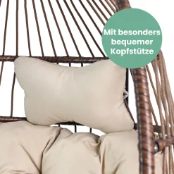 VITA5 Hängesessel Mit Gestell - Bequemer Hängekorb Sessel Zum Entspannen - Einzigartiger Hängesessel Indoor Und Outdoor - Boho Egg Schaukel Für Terrasse, Kinderzimmer, Leseecke - 150kg Tragkraft, Beige -Garten- & Gewächshäuser Geschäft 5f8e9a151224cc334caea97457012bf0
