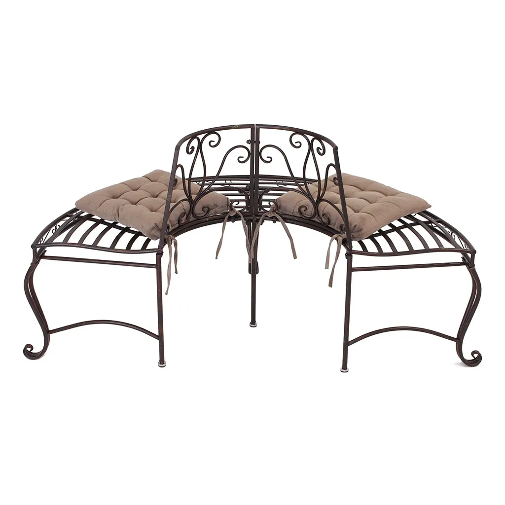 Frank-Flechtwaren Metall-Bank 'Halbkreis' Möbel Garten Terrasse Balkon Bequem, Ranken Muster 6 Frank-Flechtwaren Metall-Bank 'Halbkreis' Möbel Garten Terrasse Balkon Bequem, Ranken Muster – Bild 6