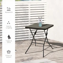 Outsunny Gartentisch Klappbar Falttisch Klapptisch Klappbar Beistelltisch Balkontisch Picknicktisch Campingtisch Kunststoff Metall Braun 60 X 60 X 74 Cm -Garten- & Gewächshäuser Geschäft 5fa65b51bd0d0f87d822b4e7ac8e04ec