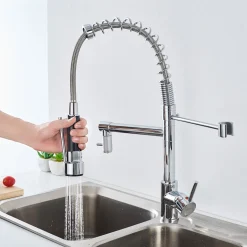 Auralum Küchenarmatur Wasserhahn Küche Mit Spiralfeder, 360° Drehbare Spültischarmaturen Einhebel Mischbatterie Mit Zwei Ausläufen, Chrom -Garten- & Gewächshäuser Geschäft 5fcbda905c9f08ac046afe08a9747dac 1