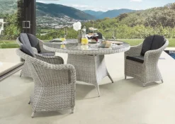 Destiny Malaga II Sessel Luna Tisch Vintage Weiß Gartenmöbelset Garnitur Sitzgruppe Esstisch Sessel