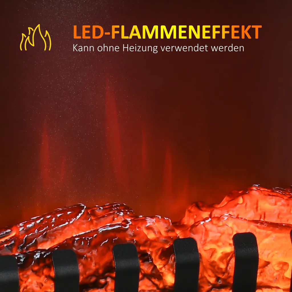 HOMCOM LED Elektrokamin 1000/2000W Standkamin Kaminofen Mit Flammeneffekt Innenraumheizung Mit Überhitzungsschutz 2 Heizstufen Stahl Schwarz 60 X 37 X 60,5 Cm 7 HOMCOM LED Elektrokamin 1000/2000W Standkamin Kaminofen Mit Flammeneffekt Innenraumheizung Mit Überhitzungsschutz 2 Heizstufen Stahl Schwarz 60 X 37 X 60,5 Cm – Bild 7
