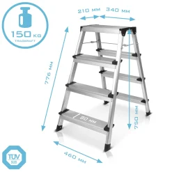 STAHLWERK Trittleiter 150 Kg Alu Leiter Klappleiter Klapptritt Mehrzweckleiter -Garten- & Gewächshäuser Geschäft 60533d7bf33a1b66417c527663ed3cb6