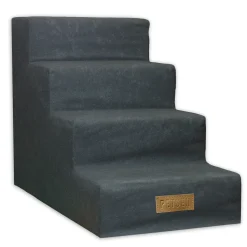 Dogeste PETSEN Hundetreppen, Für Kranke Und ältere Tiere, Einganshilfe, Rampe - 4 Stufen - 60 X 30 X 40 Cm – Dunkelgrau