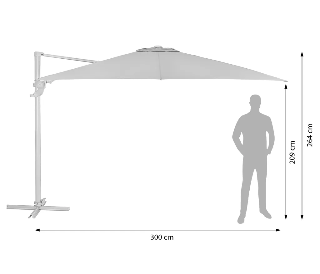Dehner Ampelschirm Zypern, Eckig, Mit UV-Schutz 80+, 264 X 300 X 300 Cm, Aluminium/Polyester/Stahl, Dunkelblau 6 Dehner Ampelschirm Zypern, Eckig, Mit UV-Schutz 80+, 264 X 300 X 300 Cm, Aluminium/Polyester/Stahl, Dunkelblau – Bild 6