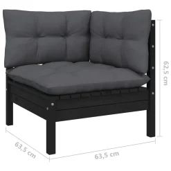 VidaXL 6-tlg. Garten-Lounge-Set Mit Kissen Schwarz Kiefernholz -Garten- & Gewächshäuser Geschäft 609e703bd828a5708c97bd57c0a89178 2