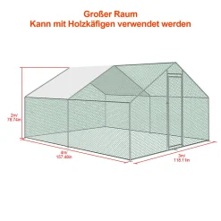 Wolketon Huehnerstall Freilaufgehege Voliere Tiergehege Kleintierstall Huehnerhaus Gefluegelstall 3x4x2m