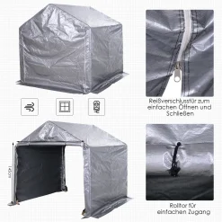 Outsunny Foliengerätehaus, Gerätehaus Im Garten, Foliengarage, Galvanisierter Stahl, PE, Grau 2 X 2 X 2 M 14 Outsunny Foliengerätehaus, Gerätehaus Im Garten, Foliengarage, Galvanisierter Stahl, PE, Grau 2 X 2 X 2 M -Garten- & Gewächshäuser Geschäft 612537c7cf07a68c9c9de91c710cafa4