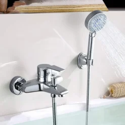 Auralum Badewannenarmatur Mit Handbrause, Klassisch Badewannen Amaturen Set Mit 5 Funktionen Für Badewanne Und Bad