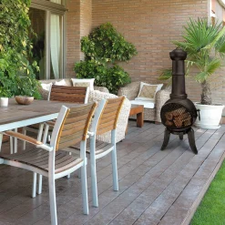 Jago® Terrassenofen Mit Funkenfluggitter - Aus Gußeisen Im Klassischen Design, 108cm Hoch, Inklusive Schürhaken, Funkenschutz - Vintage Gartenofen, Rustikaler Look, Gartenkamin, Feuerstelle, Feuerkorb -Garten- & Gewächshäuser Geschäft 61af5116b720b9232fa949b34bff4c64