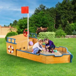 Juskys Sandkasten Käpt’n Pit - Piratenschiff Boot Aus Holz – Große Kinder Sandkiste Für Den Garten Mit Bodenplane Und Sitzbank, Outdoor Sandbox -Garten- & Gewächshäuser Geschäft 6209d7647536e770a2b677fae223bc77