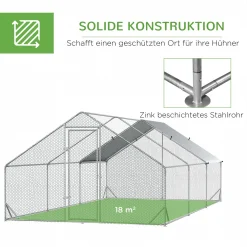 PawHut Hühnerstall Freilaufgehege XXL Outdoor Geflügelstall Mit Schatten Dach Schloss Freigehege Für 12-18 Hühner Ente Kaninchen Stahl 3 X 6 X 2 M -Garten- & Gewächshäuser Geschäft 6259493558e3b3b4938f57e36f0c210a
