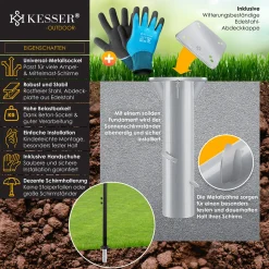 KESSER® Metall Universal Bodenplatte Sonnenschirmständer Für Sonnenschirm - Ampelschirm - Kurbelschirm | Bodenanker, Inkl. Handschuhe | 16 X 16 Cm, , Farbe:Silber -Garten- & Gewächshäuser Geschäft 625ac0bef11fb12400b93bf351fccb7d