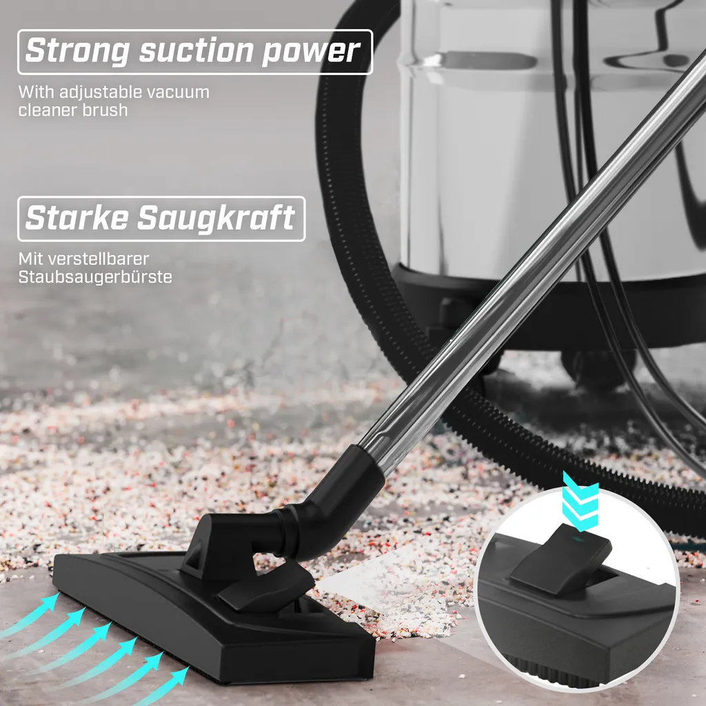 TIMBERTECH® Industriestaubsauger - 2300 W Leistung, 30 Liter, Mit Blasfunktion, 3 Filter, Edelstahlbehälter, Farbwahl - Nass-Trockensauger, Industriesauger (Blau) 8 TIMBERTECH® Industriestaubsauger - 2300 W Leistung, 30 Liter, Mit Blasfunktion, 3 Filter, Edelstahlbehälter, Farbwahl - Nass-Trockensauger, Industriesauger (Blau) – Bild 8