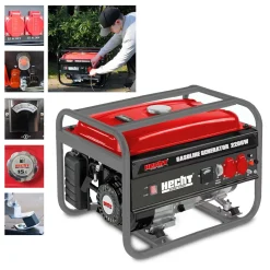 Stromerzeuger 4-Takt Benzin Stromgenerator 2200W Dauerleistung Strom Aggregat Hecht Notstromaggregat 15l Tank 2x230V 1x12V Anschluss