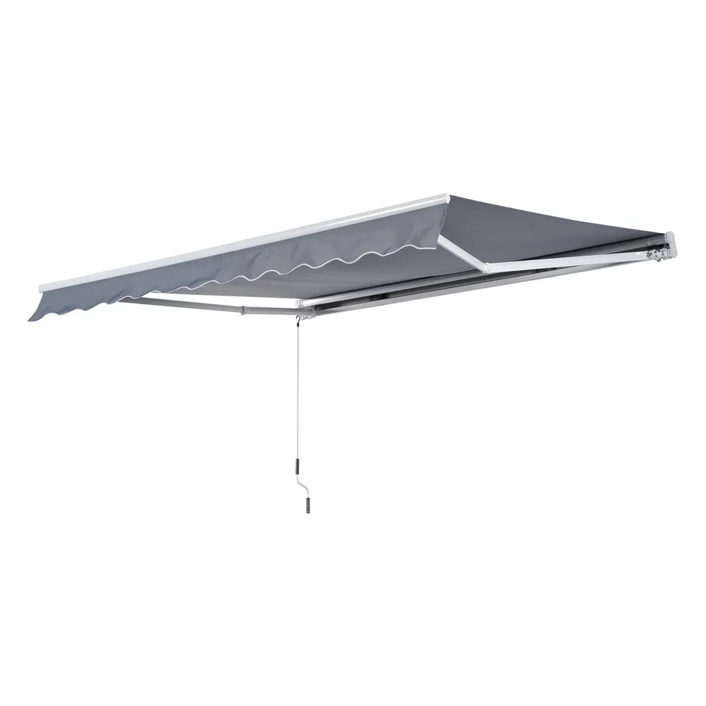 Outsunny Markise Gelenkarmmarkise Sonnenschutz 3,5x2,5m Mit Handkurbel Grau Alu+Polyester 5 Outsunny Markise Gelenkarmmarkise Sonnenschutz 3,5x2,5m Mit Handkurbel Grau Alu+Polyester – Bild 5
