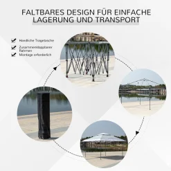 Outsunny Faltpavillon Pop-Up-Zelt Gartenpavillon Rollentasche Oxford-Gewebe 3,6 X 3,6m Hellgrau+Weiß -Garten- & Gewächshäuser Geschäft 62a5b55fbf8fe8bedcf36b1db5aef497