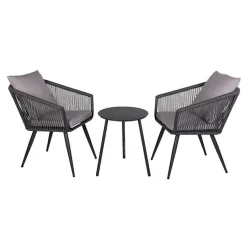 OUTLIV. Balkonset 3-tlg. Aluminium/Rope Dunkelgrau|Hellgrau