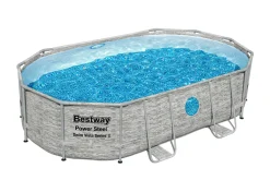 Bestway® Power Steel™ Swim Vista Series™ Frame Pool Komplett-Set Mit Sandfilteranlage 488 X 305 X 107 Cm , Steinwand-Optik (Cremegrau), Oval -Garten- & Gewächshäuser Geschäft 62d4906d896f489f7a88a4b7a3813060