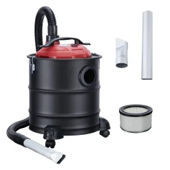 AREBOS Aschesauger 1200W | 20L | Mit 3 Rollen | Inkl. HEPA Filter | Schwarz/Rot
