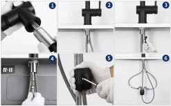 Lonheo Schwarz Hochdruck Küchenarmatur 360°schwenkbare Mischbatterie Ausziehbare Armatur Einhebelmischer Spültischwasserhahn -Garten- & Gewächshäuser Geschäft 62f99c200f46bfb8ee23b4433dcdd08a 1