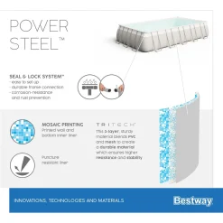 Bestway Power Steel™ Frame Pool Komplett-Set, Eckig, Mit Sandfilteranlage, Sicherheitsleiter & Abdeckplane 732 X 366 X 132 Cm -Garten- & Gewächshäuser Geschäft 6303e488ff60804ea3b4a87e14f97a17