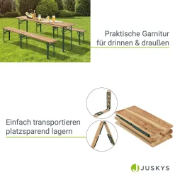 Juskys Bierzeltgarnitur 3-teilig Biertischgarnitur Mittig Klappbar 220 Cm - Gartenmöbel Set Aus Tannenholz Biertisch Bierbänke Festzeltgarnitur Natur -Garten- & Gewächshäuser Geschäft 630a4993cae139d48d0a9c5f89ad508a