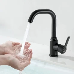 Auralum 360° Drehbar Armatur Für Küche Und Waschbeken, Badarmatur Einhebel-Waschtischmischer, Schwarz