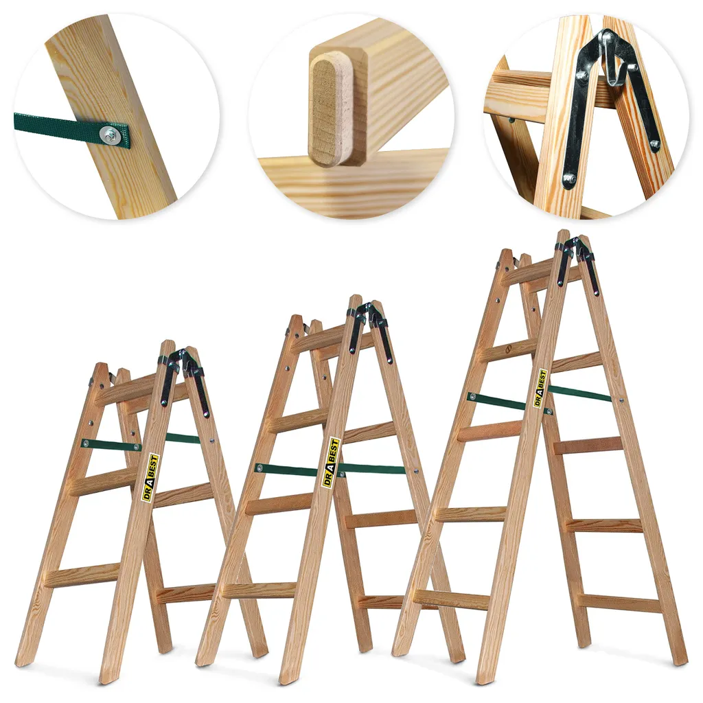 TRIZERATOP Stehleiter Malerleiter 2x5 Sprossen Holz Doppelleiter 5 TRIZERATOP Stehleiter Malerleiter 2x5 Sprossen Holz Doppelleiter – Bild 5