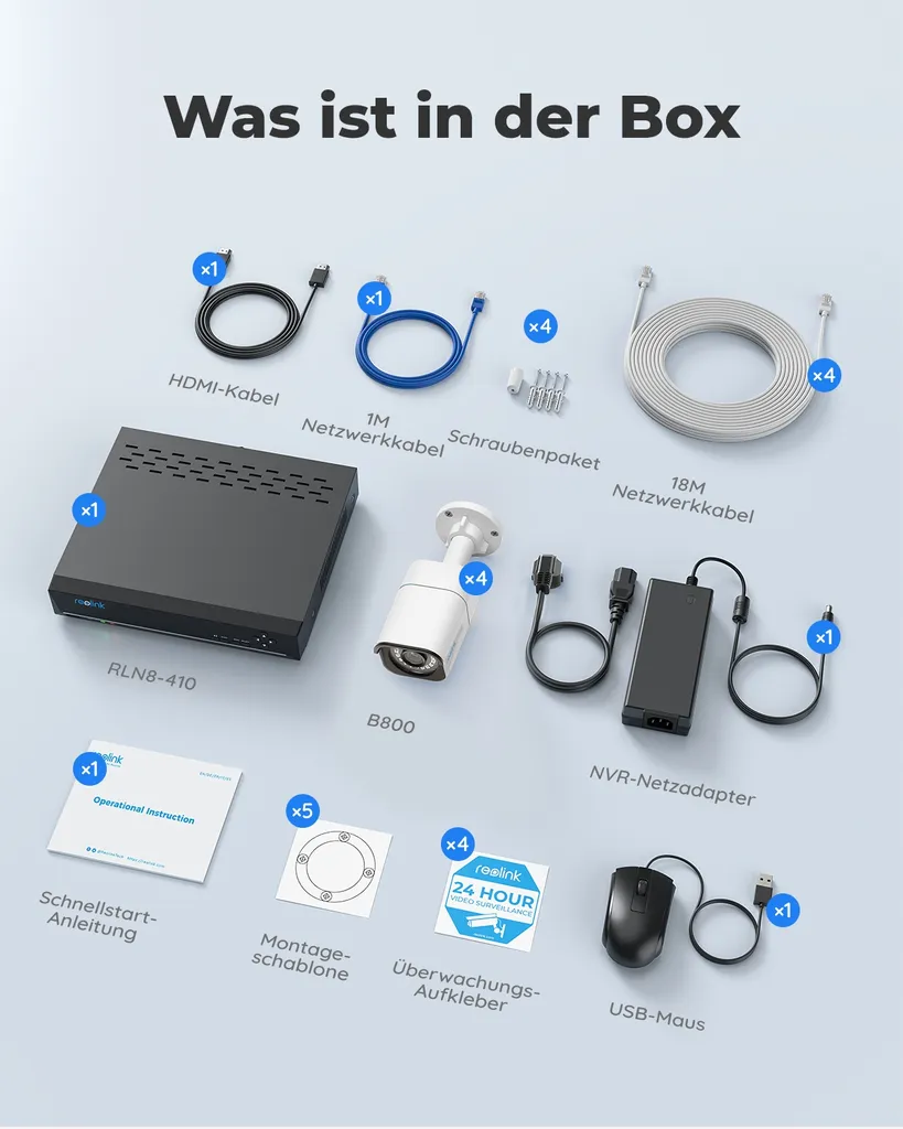 Reolink 4K Überwachungskamera Aussen Set, Videoüberwachung Mit 4X 8MP PoE IP Kamera, 8 Kanale Und 2TB HDD NVR Für 24/7 Aufnahme Innen Outdoor, Personenerkennung Und Fahrzeugerkennung, IP66, RLK8-800B4-A 21 Reolink 4K Überwachungskamera Aussen Set, Videoüberwachung Mit 4X 8MP PoE IP Kamera, 8 Kanale Und 2TB HDD NVR Für 24/7 Aufnahme Innen Outdoor, Personenerkennung Und Fahrzeugerkennung, IP66, RLK8-800B4-A – Bild 21