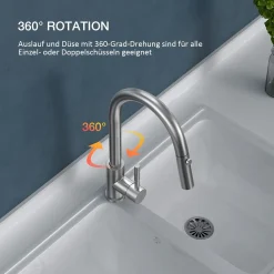 Küchenarmatur Ausziehbar, M Mehoom Wasserhahn Küche 360 ° Drehbarer, Mischbatterie Küche Mit Brause 2 Ausgangsmodi -Garten- & Gewächshäuser Geschäft 63ac451b43a166136531cf72e7d917f1