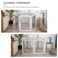 Pawhut Freigehege Schutzgitter Tierlaufstall Welpenauslauf Freilaufgehege Mit Tür Auslauf Für Kleintiere Flexible Klappbar Individuell Weiß+Schwarz 122 X 105,5 X 84,5 Cm -Garten- & Gewächshäuser Geschäft 63d8a9b9a0c9108dfca57e2bd22dd193