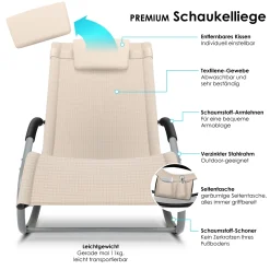 KESSER® Sonnenliege Relaxliege Schwungliege | Gartenliege | Gartenstuhl | Klappstuhl Faltbar | Liegestuhl | Schaukelsessel | Ergonomische Relaxsessel | Wetterfest | 150 Kg Belastung |, Farbe:Beige -Garten- & Gewächshäuser Geschäft 6409b129a471dd1c01ca1f7ba18d6707