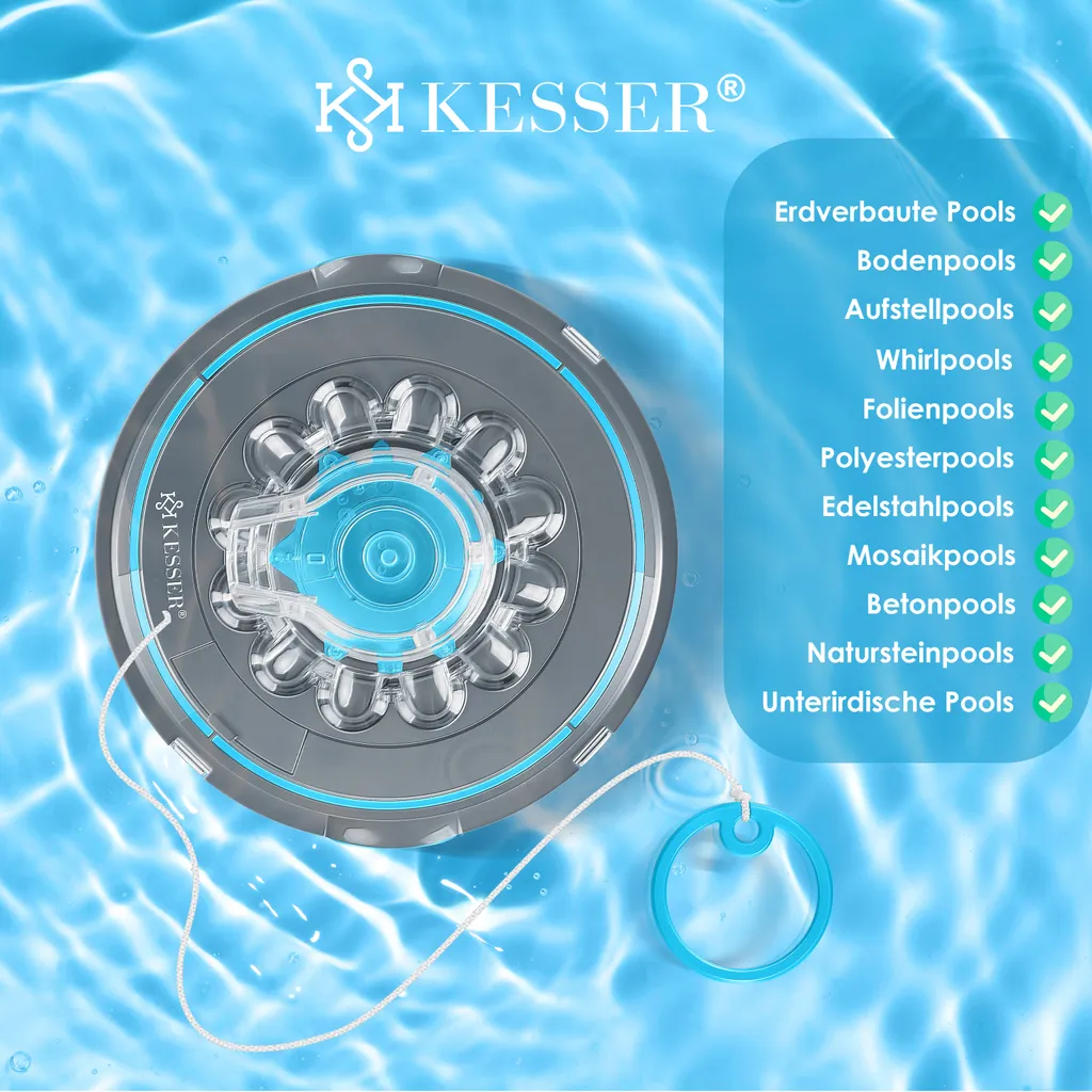 KESSER® Poolroboter Poolreiniger Akku Aqua-9000 Inkl. Transporttasche Pool Roboter Für Bis 80m² Pools, Li-Ion Akku Max. 75 Min, Kabellos Poolsauger Bodenreinigung Vollautomatisch Bodensauger, Farbe:Anthrazit 9 KESSER® Poolroboter Poolreiniger Akku Aqua-9000 Inkl. Transporttasche Pool Roboter Für Bis 80m² Pools, Li-Ion Akku Max. 75 Min, Kabellos Poolsauger Bodenreinigung Vollautomatisch Bodensauger, Farbe:Anthrazit – Bild 9
