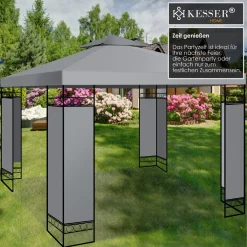 KESSER® - Pavillon 3x3m Wasserabweisend UV-Schutz 50+ Metall Gestell Partyzelt Gartenzelt Luxus Gartenpavillon 9m² Festzelt, Farbe:Grau -Garten- & Gewächshäuser Geschäft 6445250e44fa327e51f4d92896b0e87f