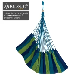 KESSER® Hängestuhl Hängesessel Hängeschaukel Textil Hängesitz Holz Querstrebe Indoor Outdoor Bis 150 Kg Wetterfest UV Beständig , Waschbar , Farbe:Blau -Garten- & Gewächshäuser Geschäft 646f72004d02763a377ef1e080ee8af1