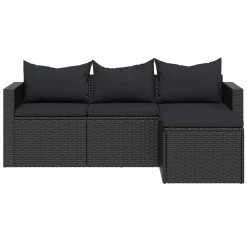 VidaXL Garten-Lounge-Set Schwarz Poly Rattan -Garten- & Gewächshäuser Geschäft 649e9400ae4b46b70d87defab3a5a2bf